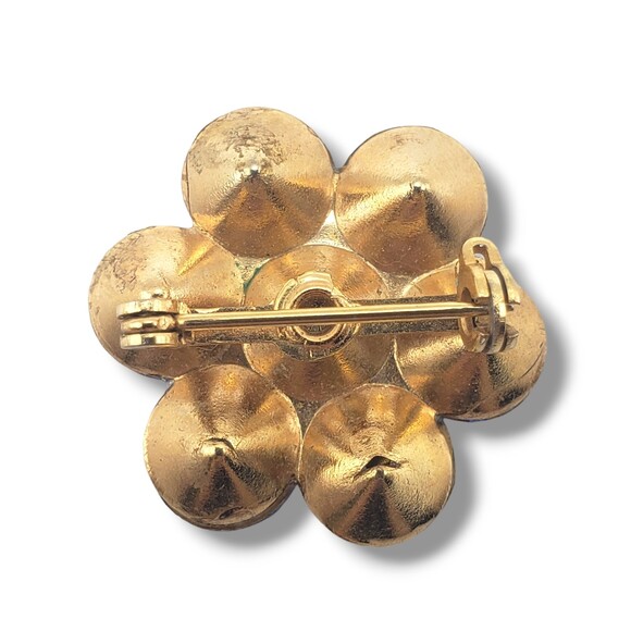 Vintage Gold Tone Cobalt Blue Rhinestone Flower Cluster Brooch Pin Small - Picture 2 of 6